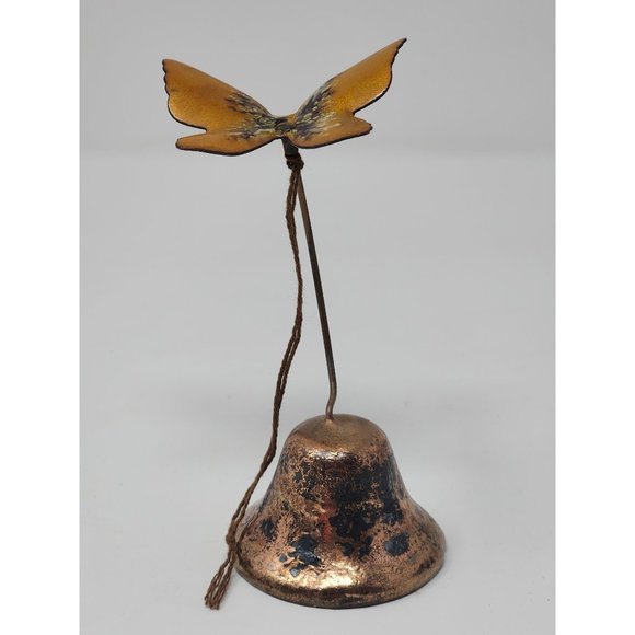 Vintage MCM‎ Metal Bell With Enamel Butterfly Hangs On A Door - Picture 4 of 10